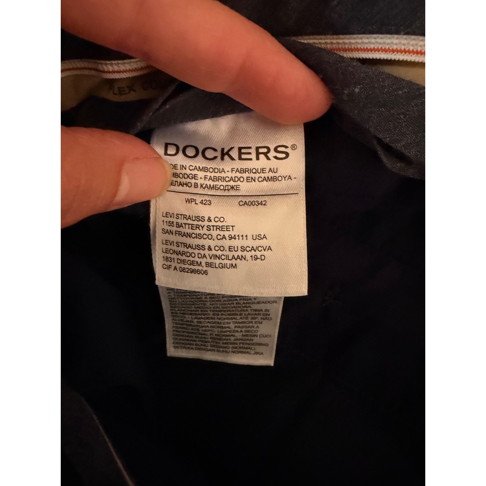 Dockers Men's Big & Tall Chino Pants 46x33 Navy Flex Comfort Hemmed - Picture 12 of 13